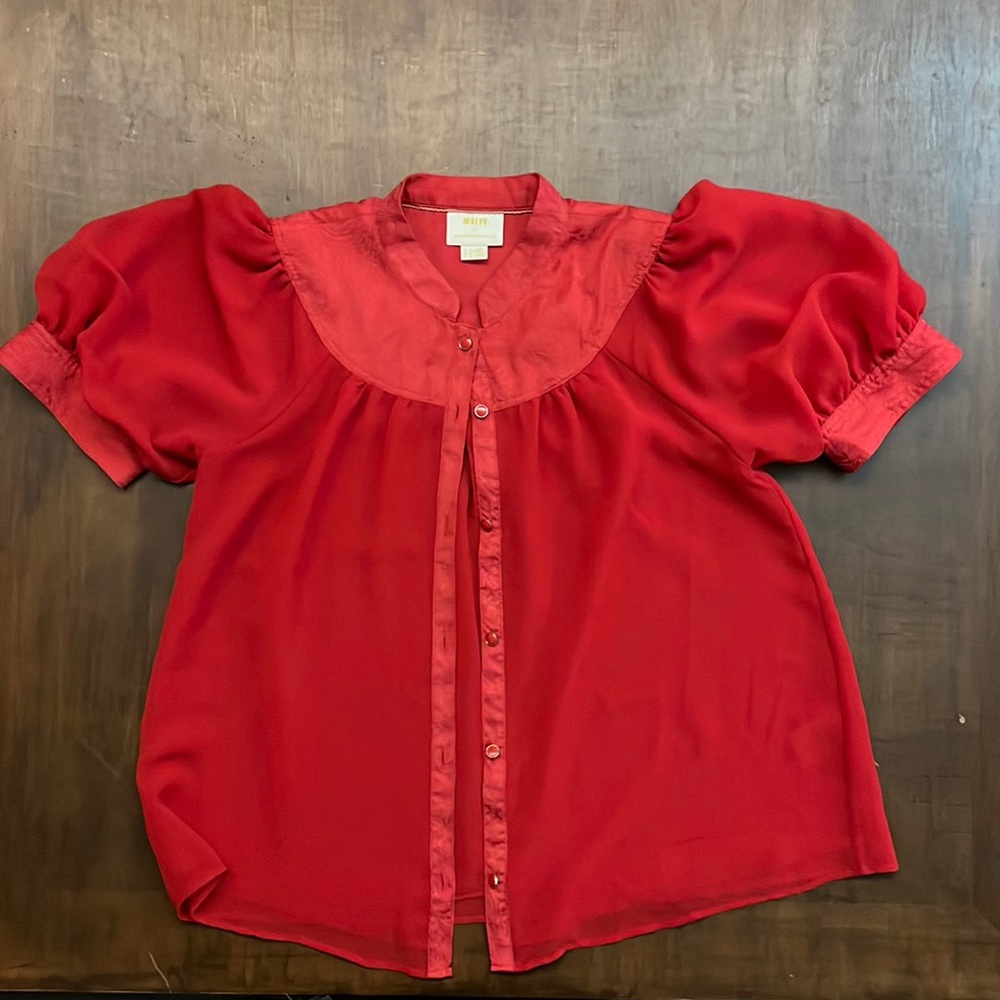 EUC Anthropologie, Maeve Lavoisier blouse, size 10, color red